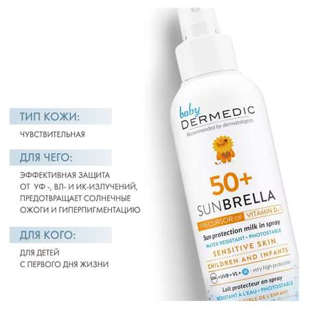 Молочко-спрей Dermedic защитное для детей SPF 50 150 мл