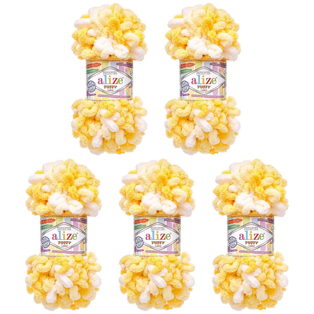 Пряжа для вязания Alize puffy color 100 г 9 м микрополиэстер плюшевая мягкая 5921 секционный 5 мотков - фото 6