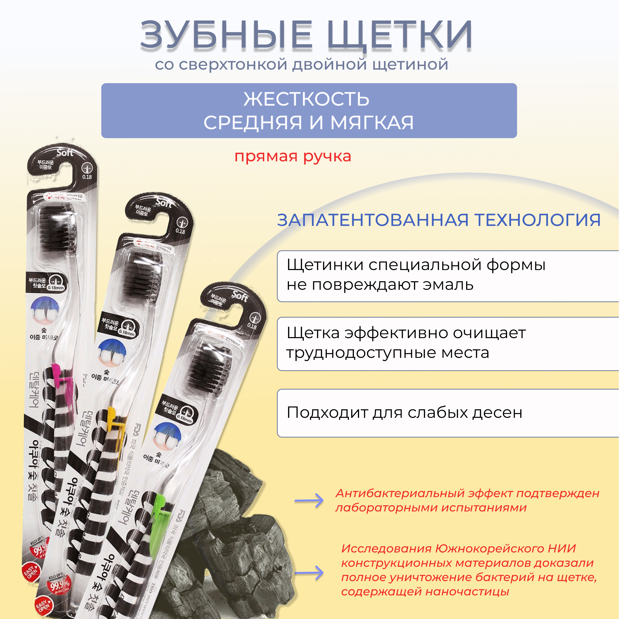 Зубная щетка классическая DENTAL CARE 4 шт. - фото 6