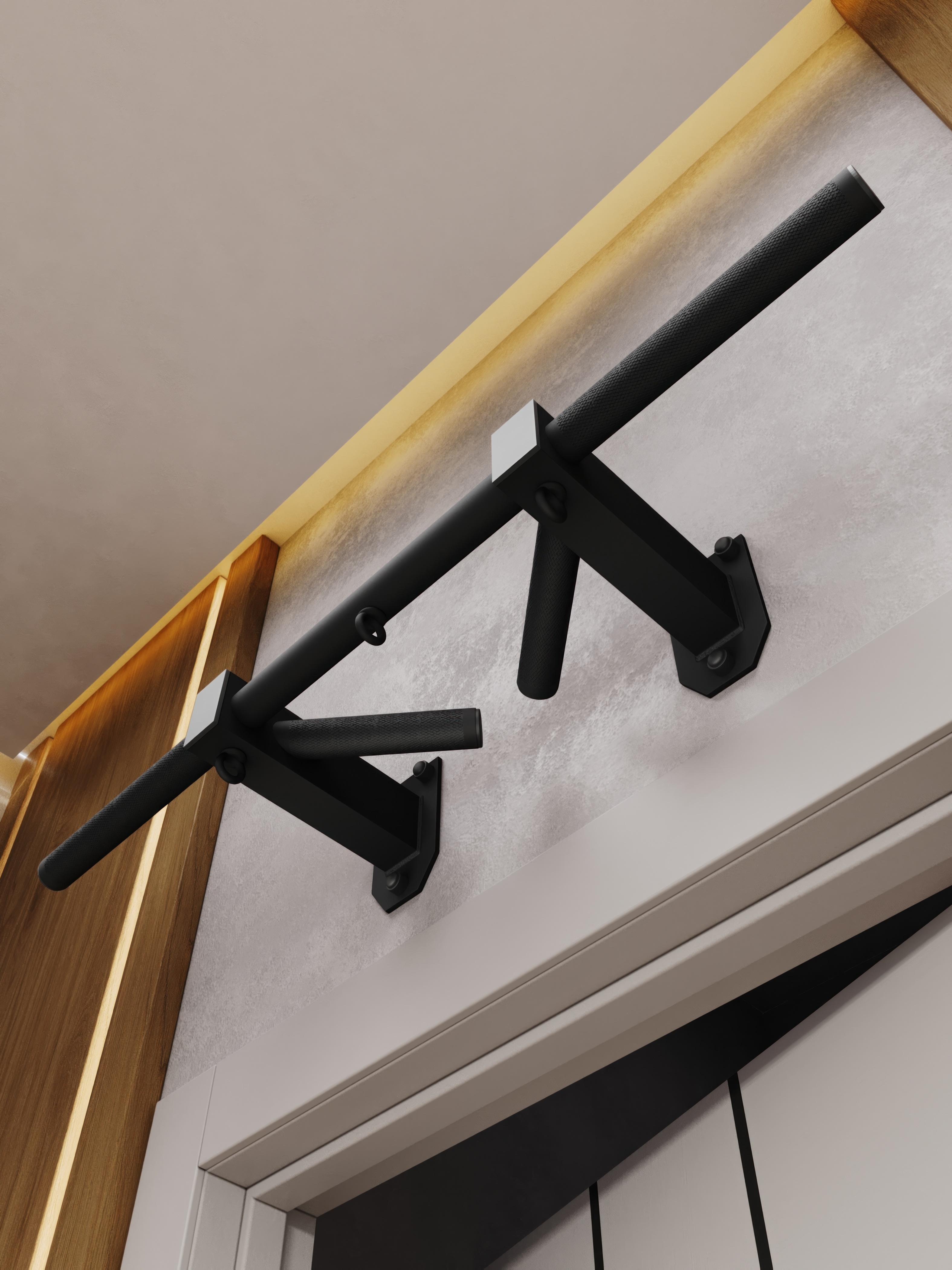 Турник наддверный "Бизон" BLACK - стальное рифление - фото 10