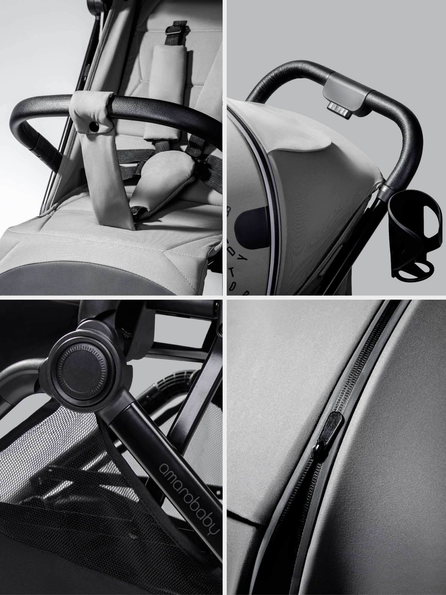 Коляска прогулочная Amarobaby Ride серый - фото 4