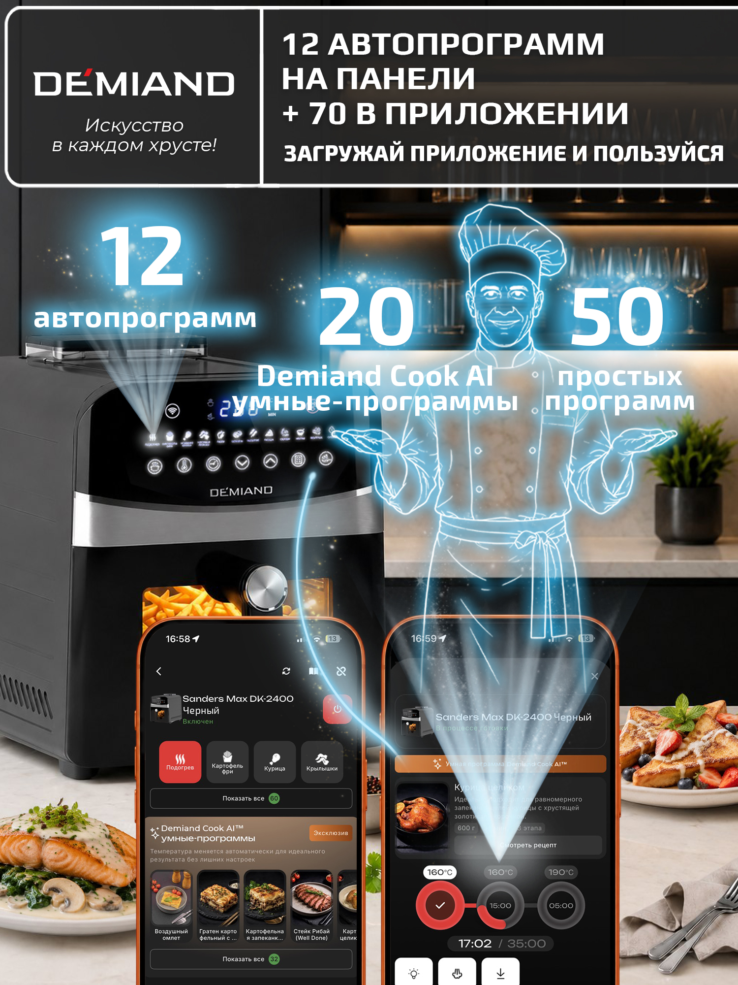 Аэрогриль DEMIAND Sanders Max c Wi-Fi 9 л - фото 3