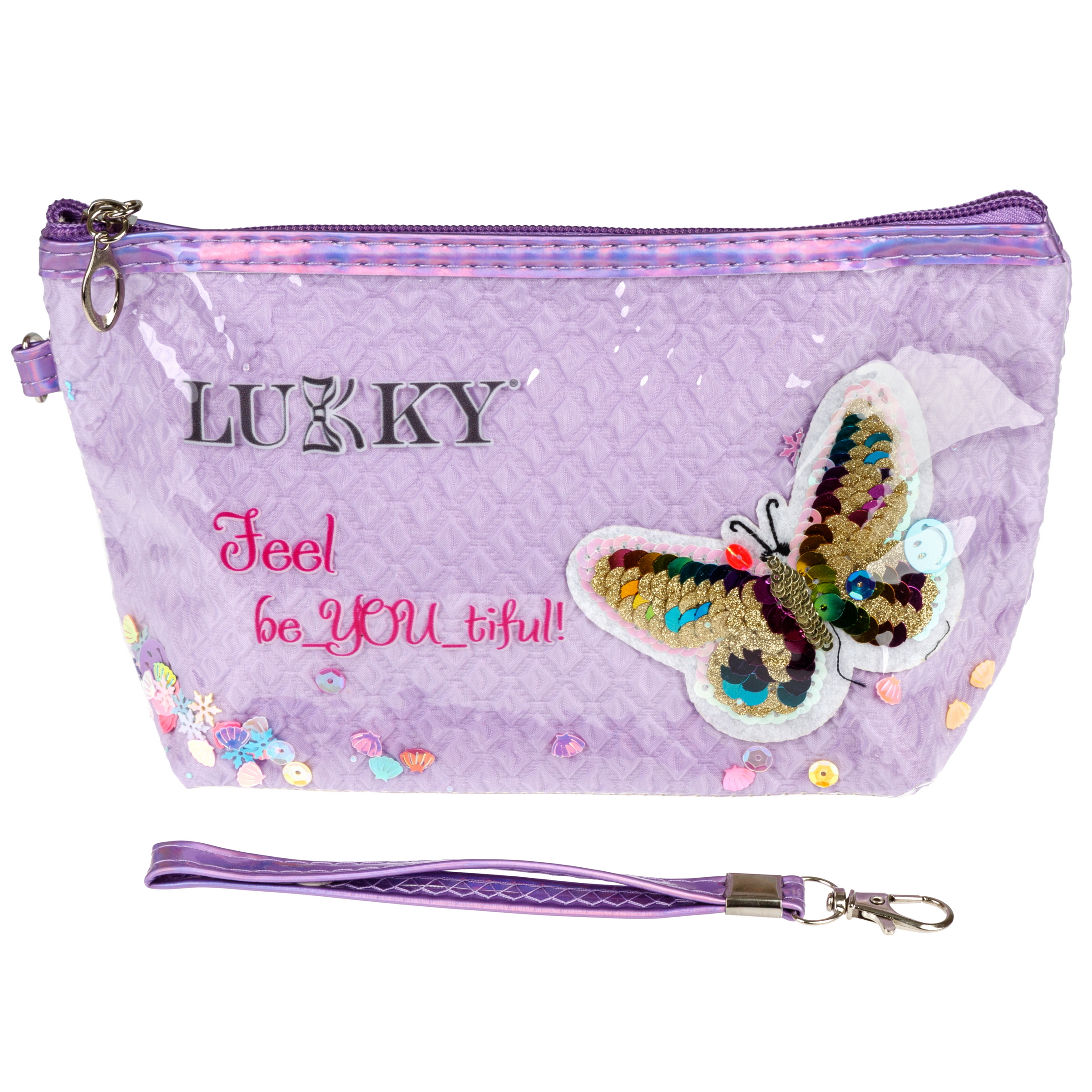 Косметичка LUKKY Love Butterfly с вышивкой и подвижными блёстками 22х 14х 6 см - фото 3