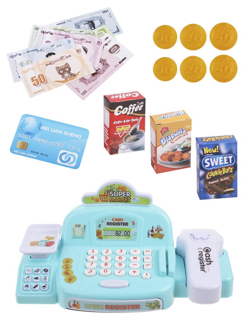 Игровой набор Наша Игрушка продукты, прилавок, касса, тележки и корзинки - фото 1
