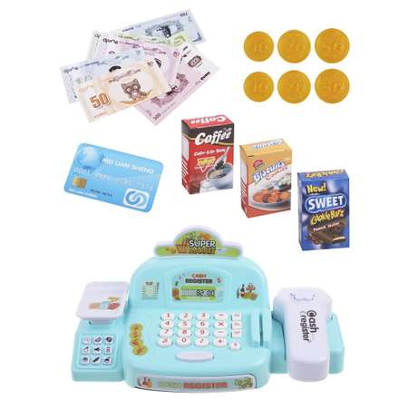 Игровой набор Наша Игрушка продукты, прилавок, касса, тележки и корзинки