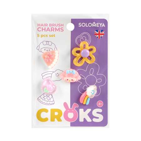 Solomeya Набор украшений для расчески, Радуга, 5 шт./Set of charms for hair brush, Rainbow, 5 pcs.