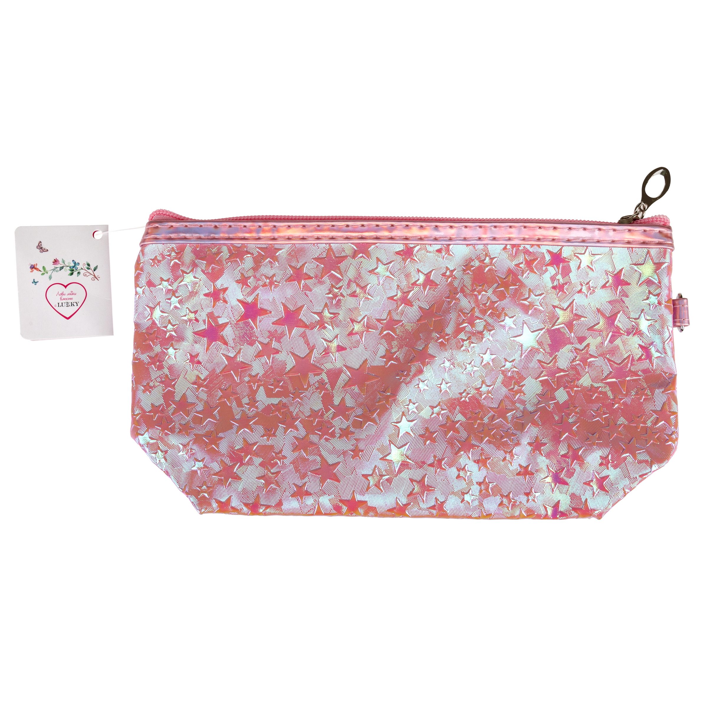 Косметичка LUKKY блестящая Holographic Stars 23,5х 14х 7см - фото 6