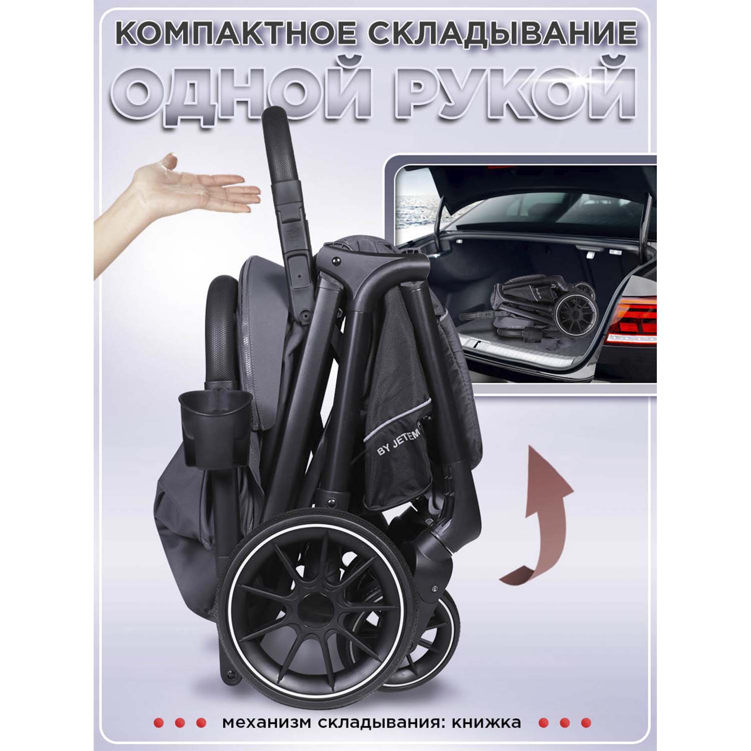 Коляска прогулочная Jetem Genesis серый - фото 5