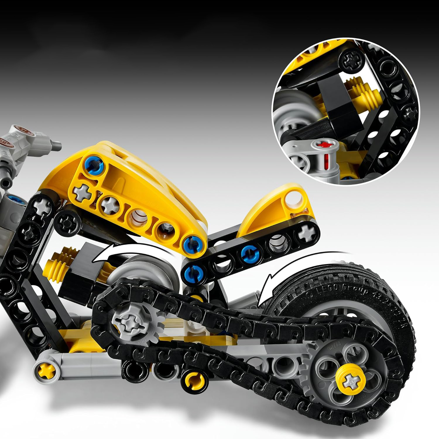 Конструктор LEGO Technic Желтый мотоцикл 151 дет. - фото 6