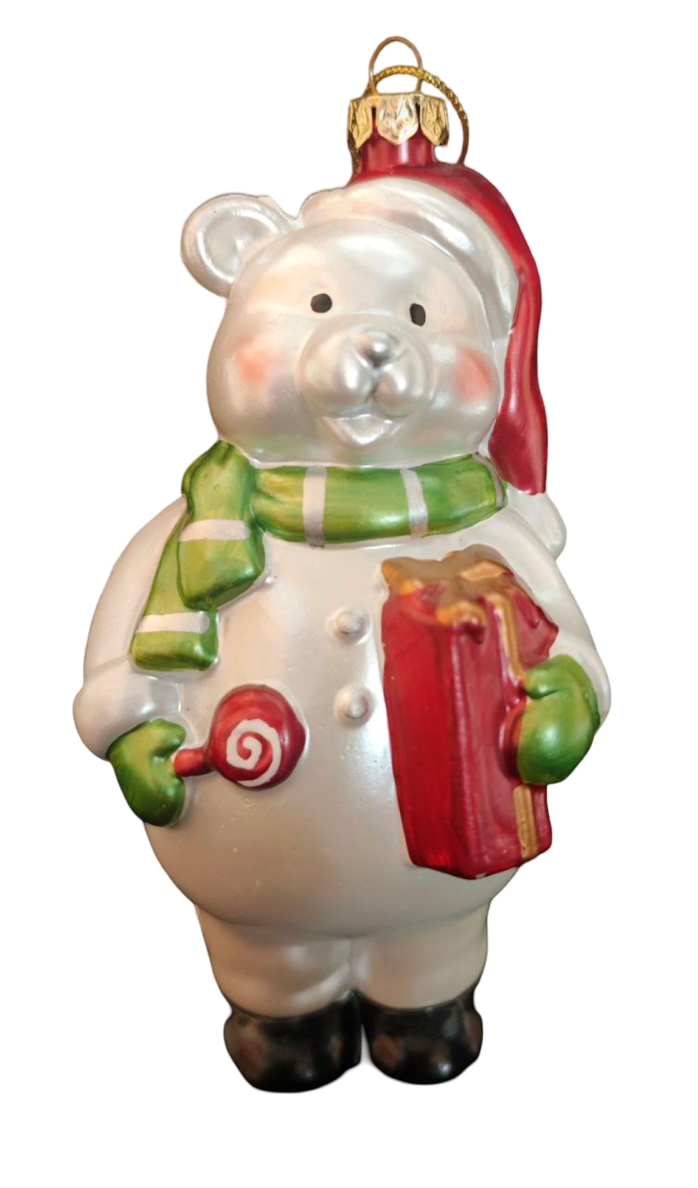 Ёлочное украшение Магия праздника Мишка с подарком и леденцом 14 см - фото 1