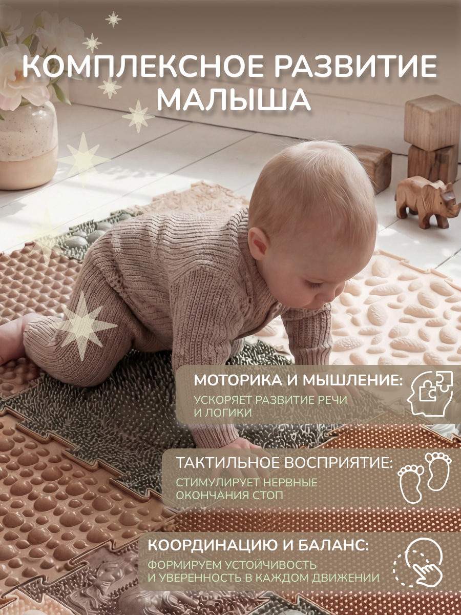 Коврик-пазл Ортодон массажный развивающий детский 26 x 220 см 15 шт. - фото 9