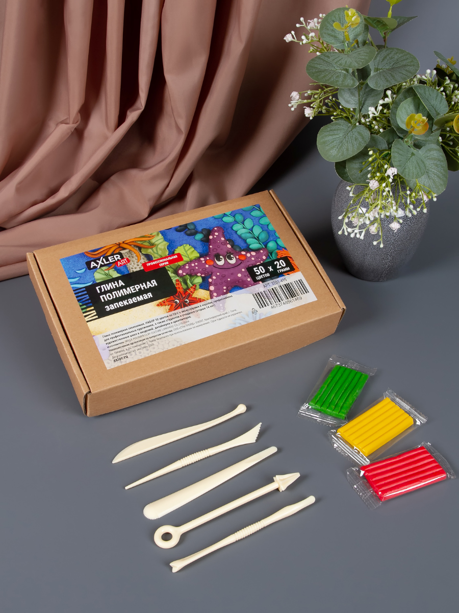 Глина AXLER полимерная запекаемая набор 50 цв. - фото 15