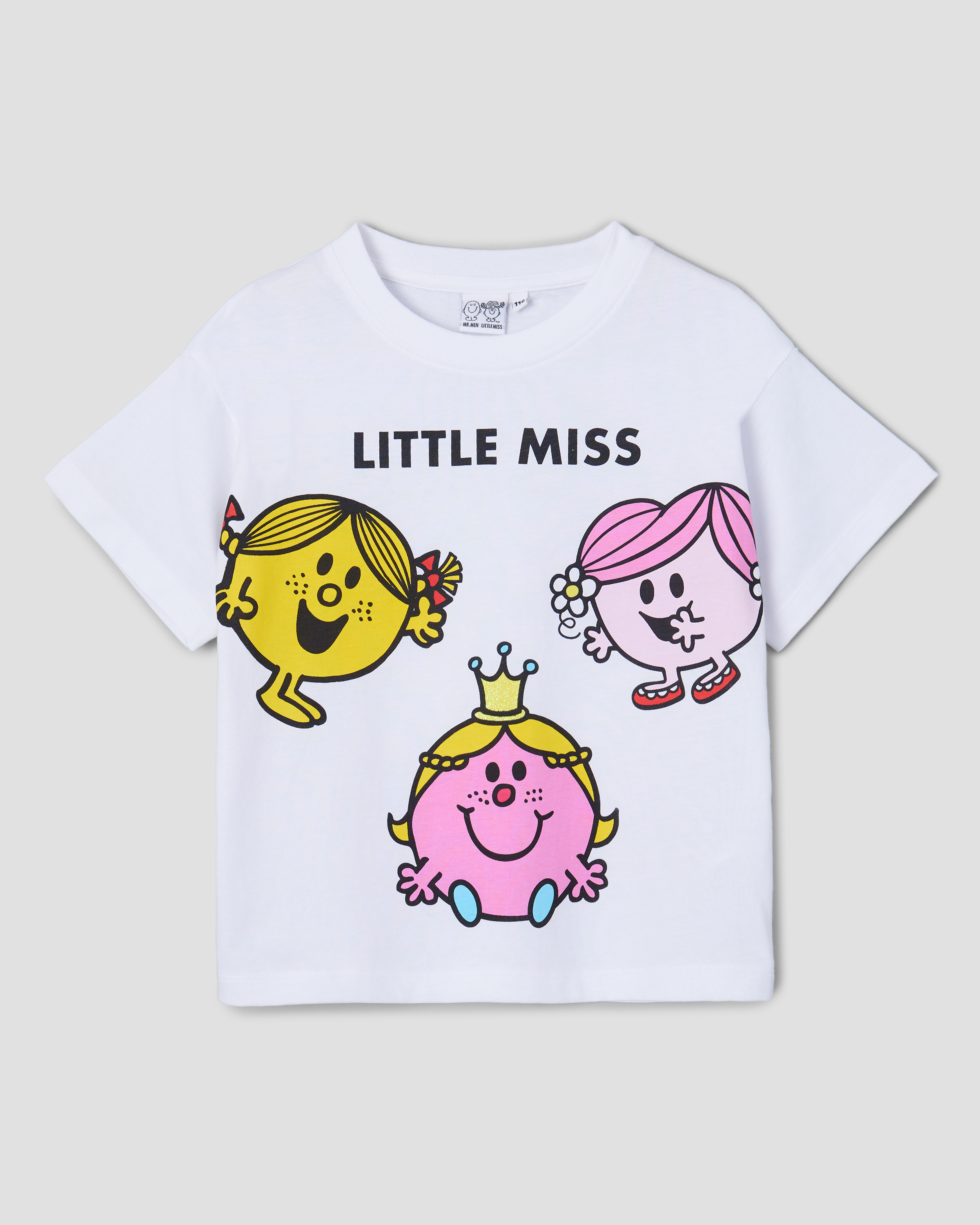 Изображение товара Футболка Mr. Men Little Miss 92 белая с ярким цветным принтом для девочек