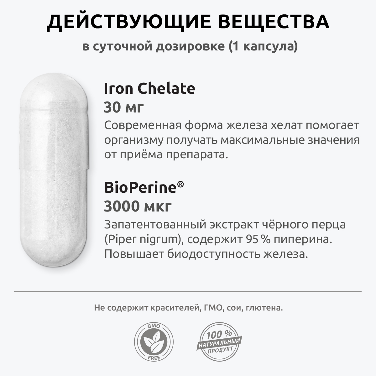 Железо хелатное премиум UltraBalance Iron Chelated Premium with BioPerine витамины хелат с пиперином 270 капсул - фото 11