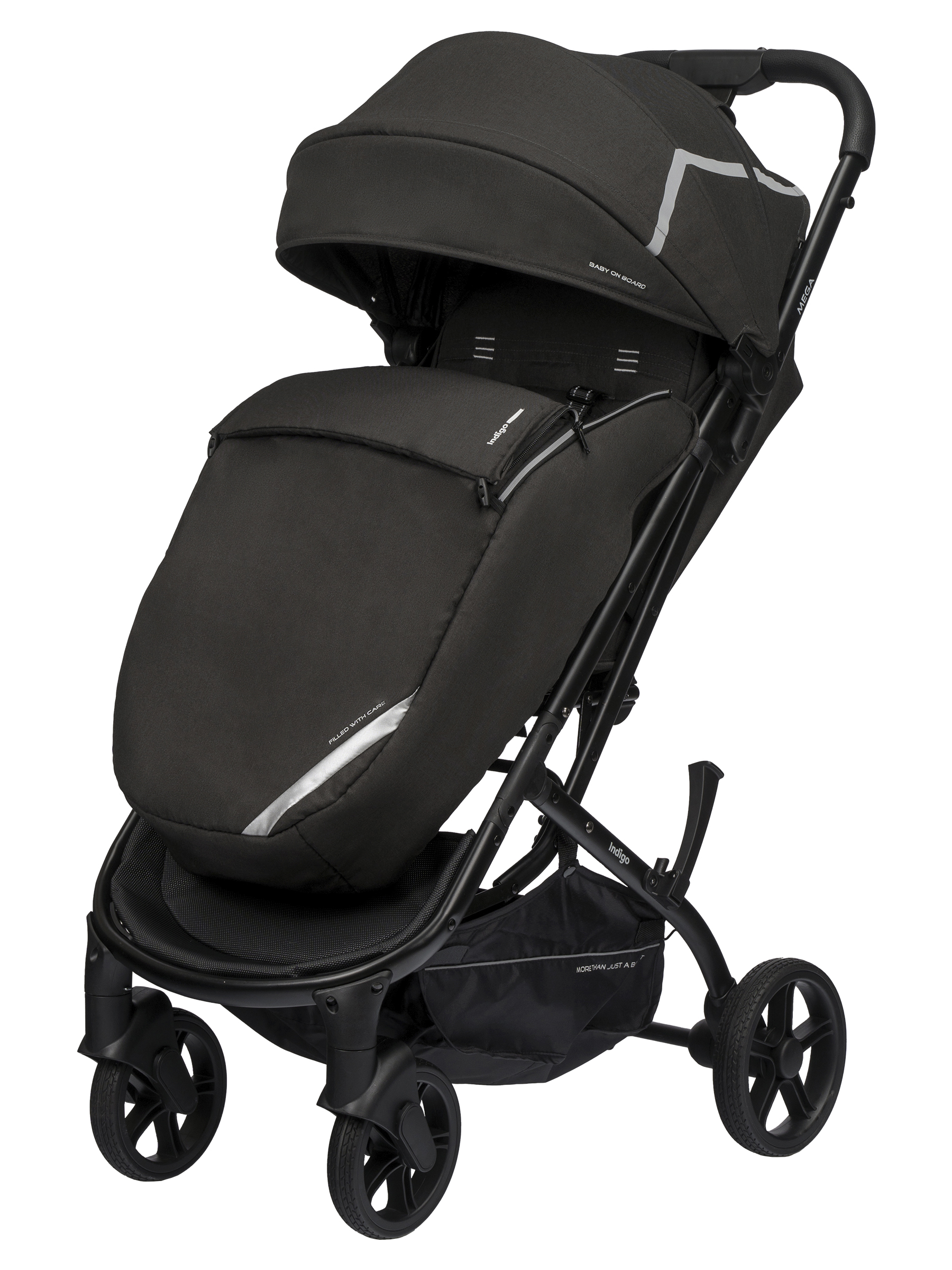 Коляска прогулочная Indigo Mega черный - фото 11