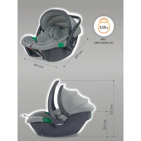Автокресло Indigo Minky 0 (0 -13 кг) серый
