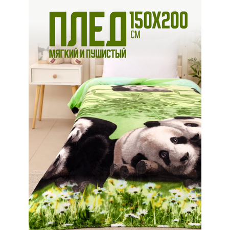 Плед PAVLine Плед Аэро Софт PAVLine Панды зеленые, р. 150*200