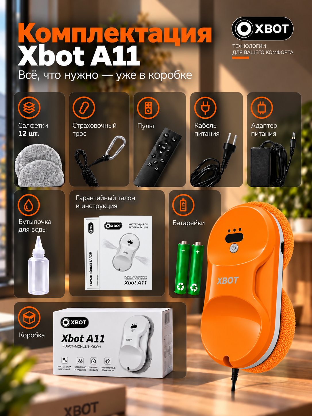 Робот мойщик окон XBOT Xbot A11 neon orange - фото 4
