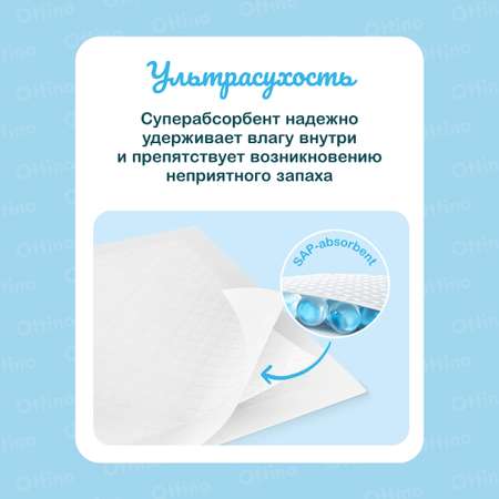 Пелёнки одноразовые OTTINO 60х90 см 2 упак. 10 шт.
