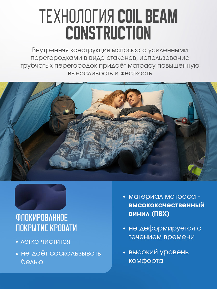 Матрас надувной Bestway King / 203 х 183 х 22 см - фото 3