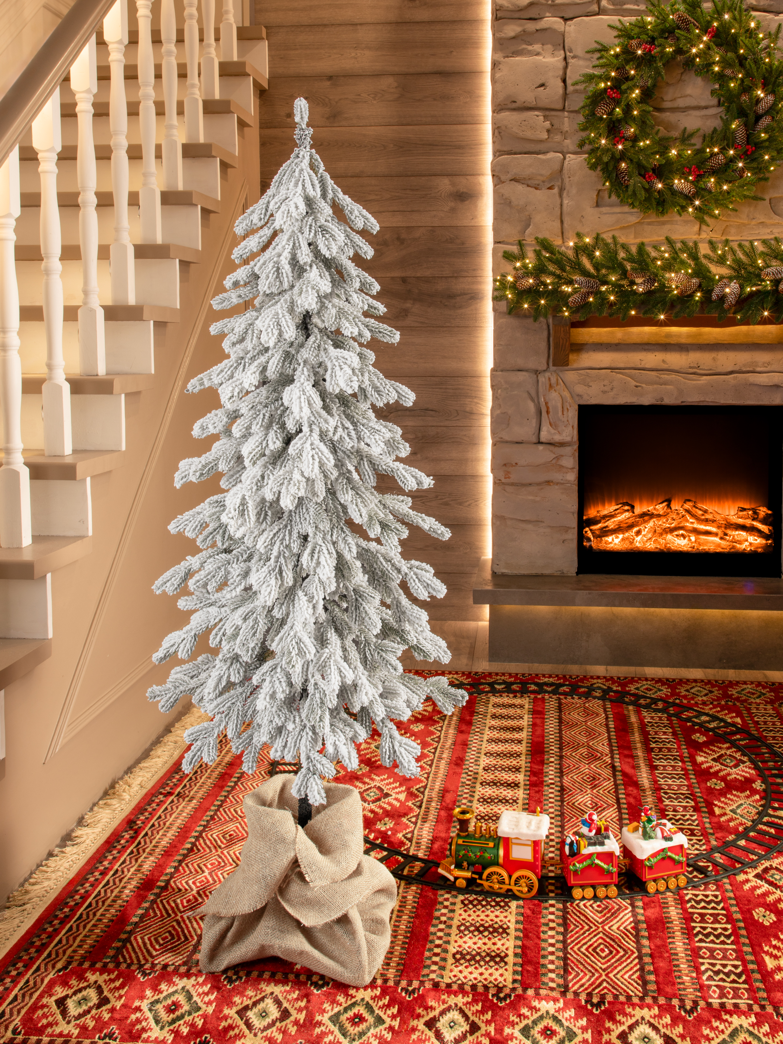 Ель Баллада Поезд Ёлок литая заснеженная на высокой ножке 150см. - фото 3