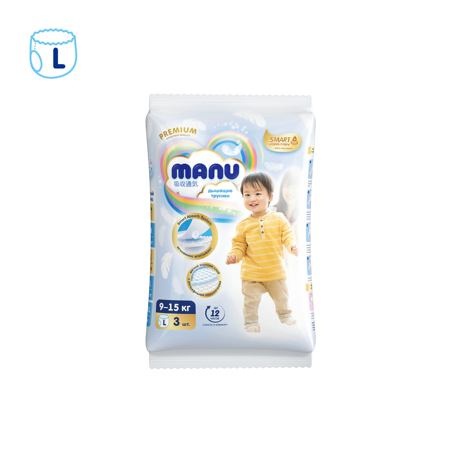 Трусики MANU Premium L (9-15 кг) 3 шт. - фото 11