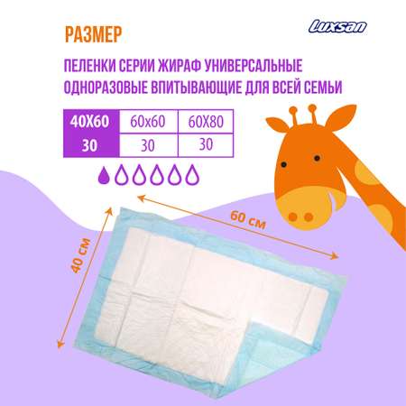 Пелёнки одноразовые Luxsan 40х60 см 30 шт.