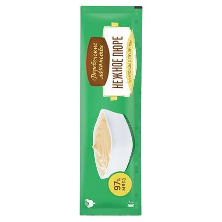 Лакомство для кошек Деревенские лакомства Нежное пюре из курицы 4*10г