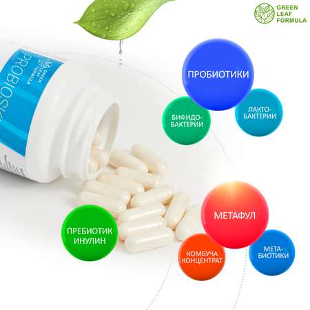Пробиотик от акне Green Leaf Formula инулин пребиотик симбиотик для кишечника для взрослых от молочницы