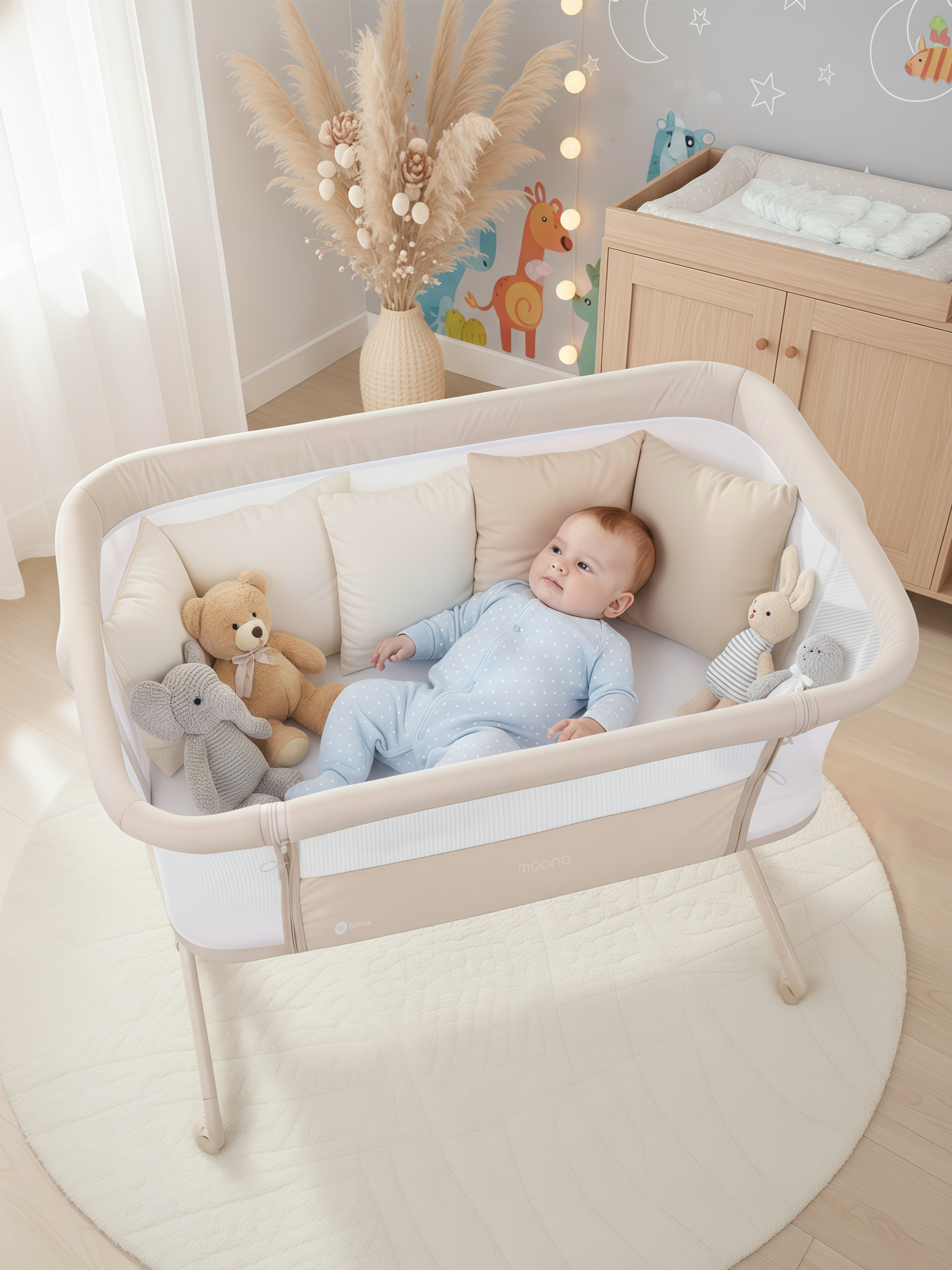 Детская кроватка Tomix Moona прямоугольная, без маятника (бежевый) - фото 15