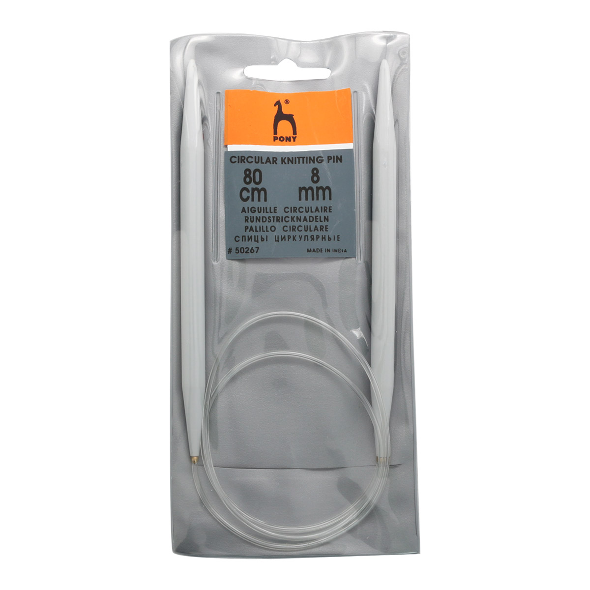 Спицы круговые Pony из практичного легкого пластика с гибким тросиком 8 мм 80 см 50267 - фото 4