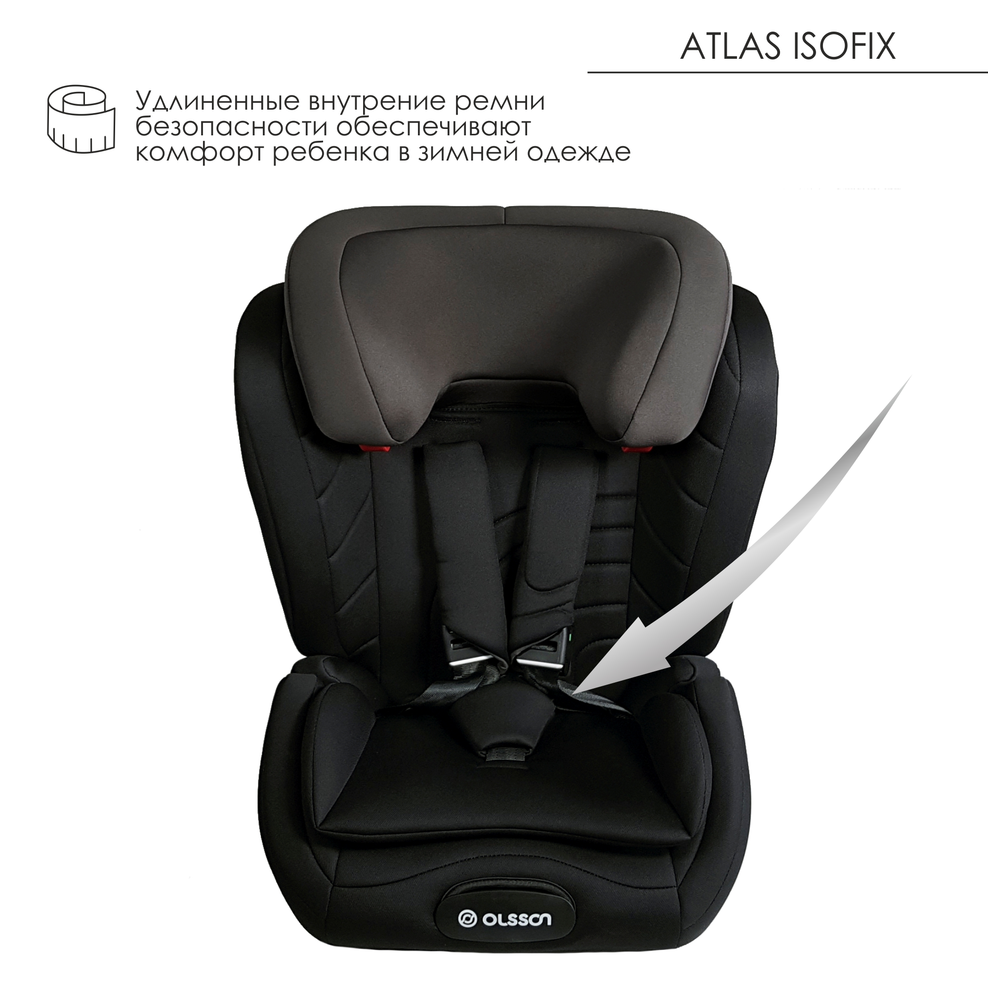 Автокресло Olsson Atlas Isofix Black-Gray Isofix 1/2/3 (9-36 кг) - фото 4