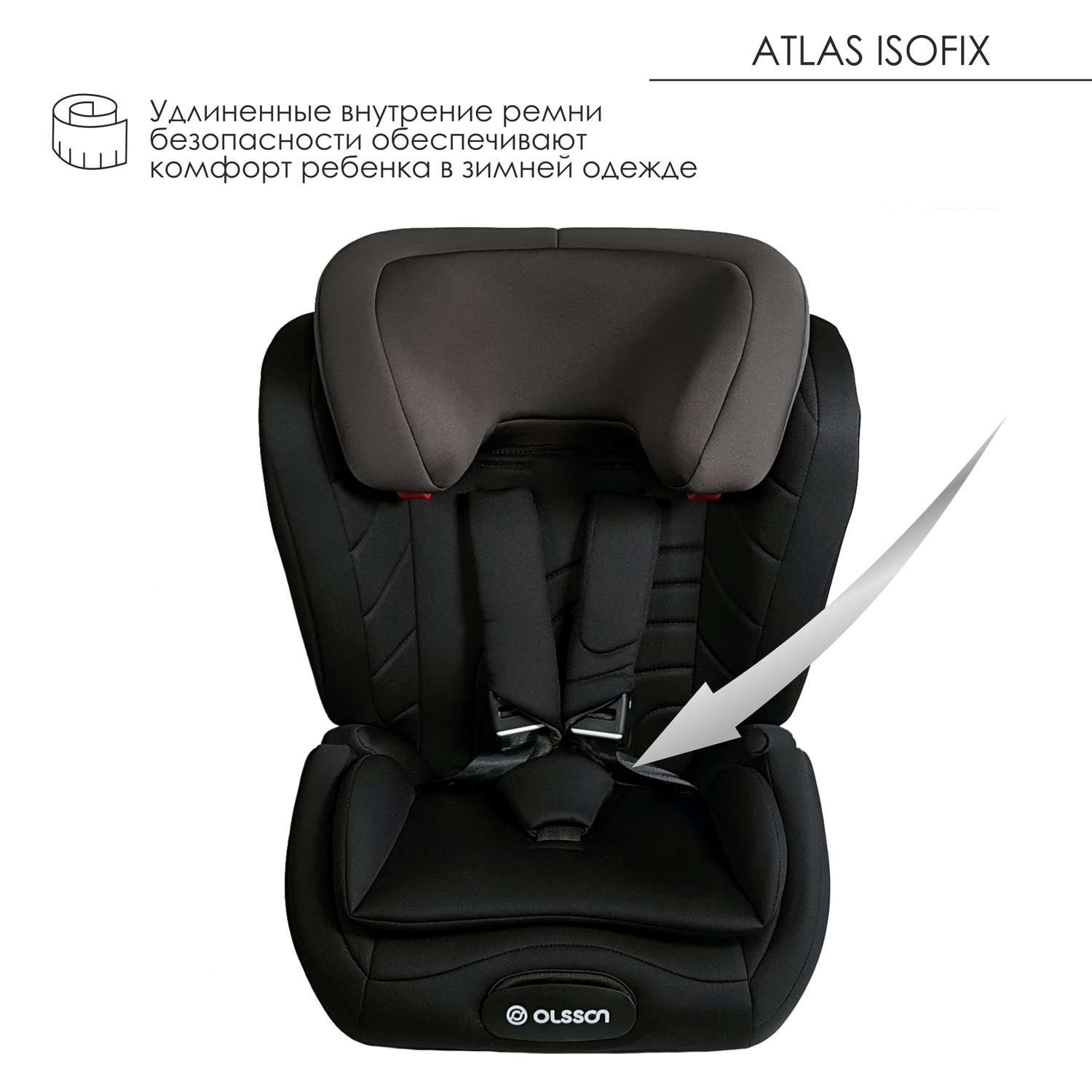 Автокресло Olsson Atlas Isofix Black-Gray Isofix 1/2/3 (9-36 кг) - фото 4