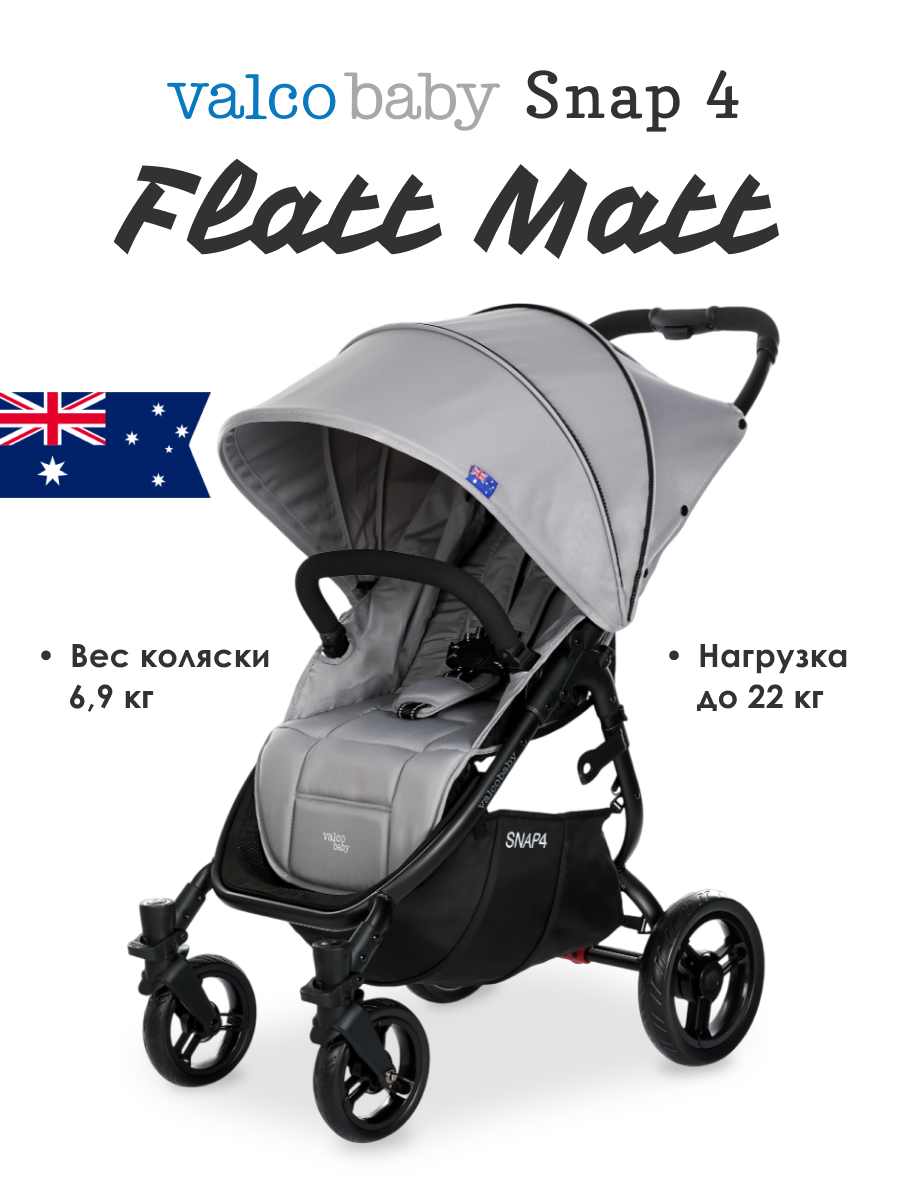 Коляска прогулочная Valco baby Snap 4 Flatt Matt / Cool Grey серый - фото 1