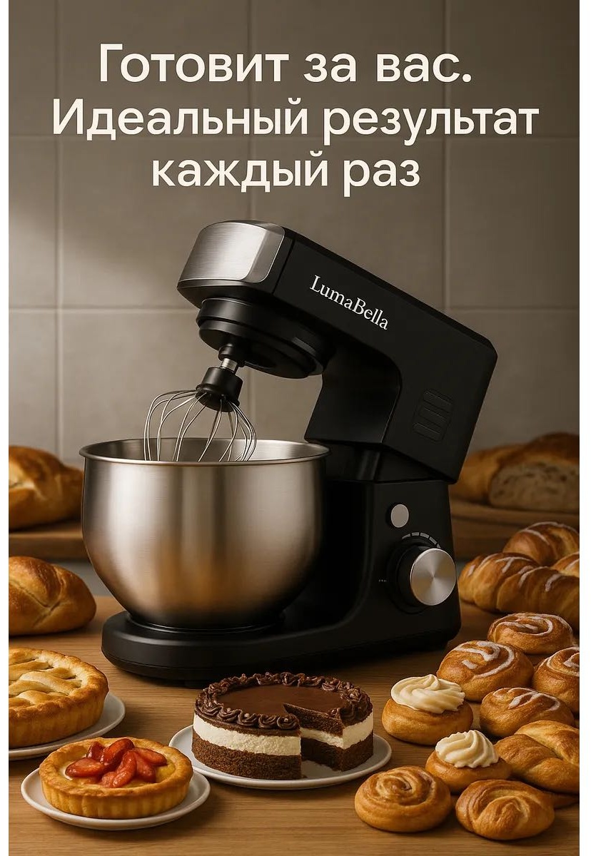 Планетарный миксер CASTLELADY с чашей 6 л 1700W 6 скоростей - фото 10
