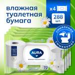 Влажная туалетная бумага AURA 4 упак. 72 шт.