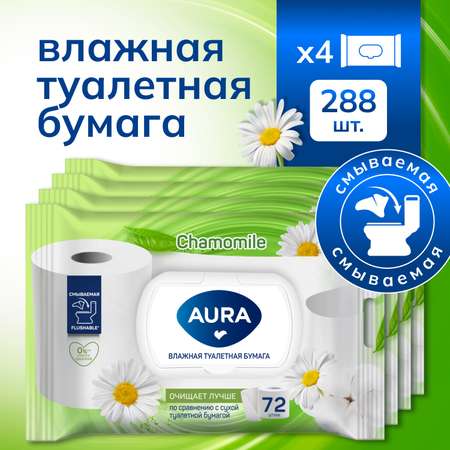 Влажная туалетная бумага AURA 4 упак. 72 шт.