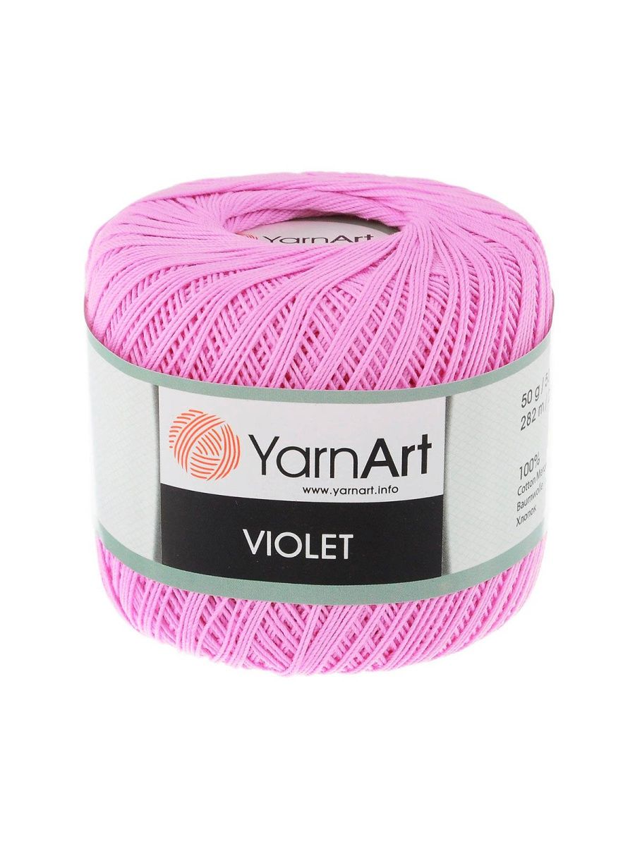 Пряжа YarnArt Violet хлопковая 50 г 282 м 0319 сирень 6 мотков - фото 6