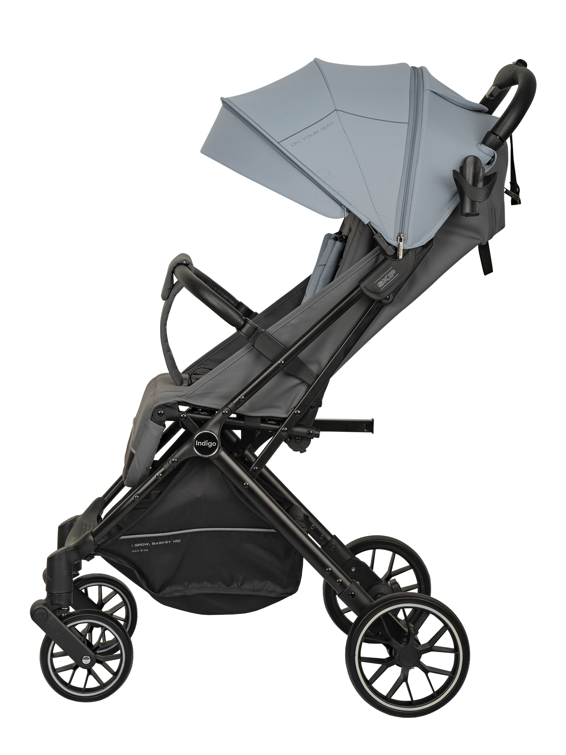 Коляска прогулочная Indigo Skip для путешествий, голубой голубой - фото 15