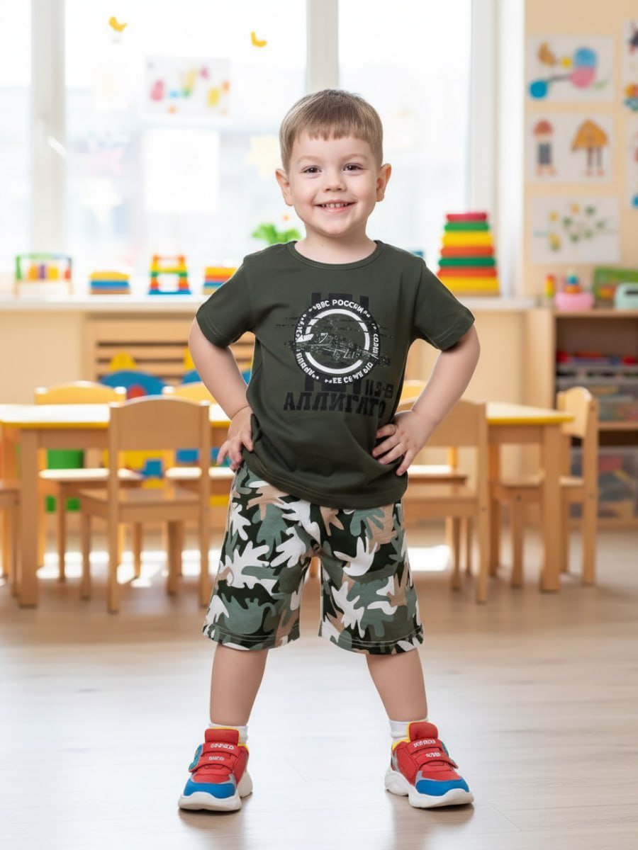 Футболка и шорты VEDDI 683/2к-21-хаки/вертолет - фото 3