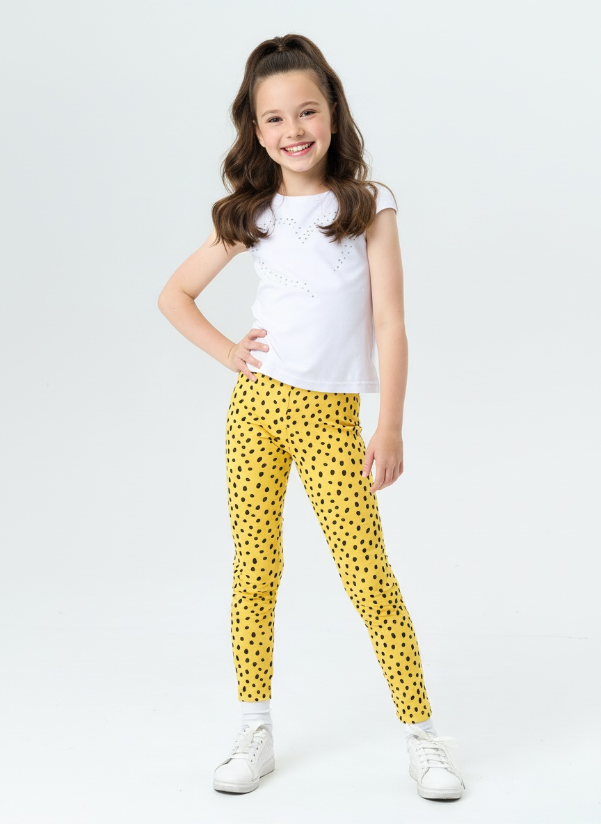 Леггинсы Персона Junior Гуашевая крапинка мимоза лосины - фото 1