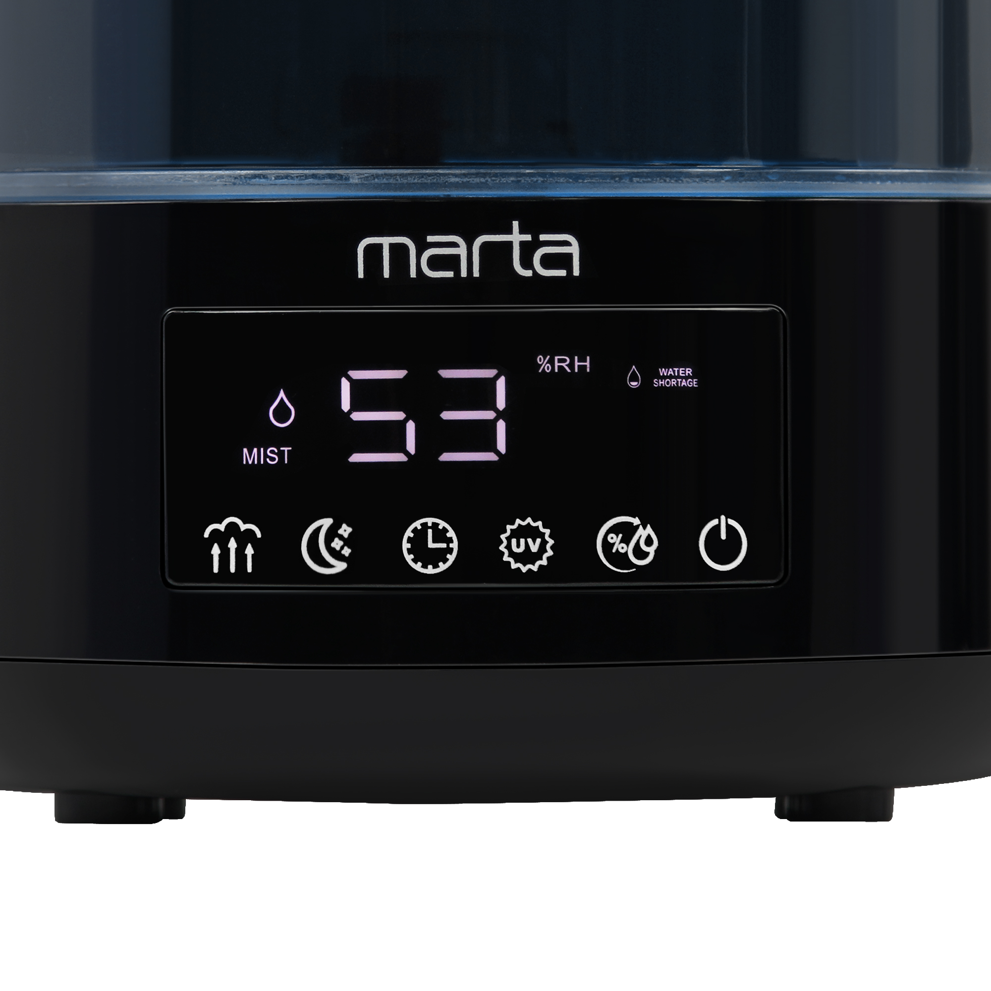 Увлажнитель воздуха ультразвуковой MARTA MT-2696 черный/черный хром верхний залив антивирусная УФ - лампа - фото 12