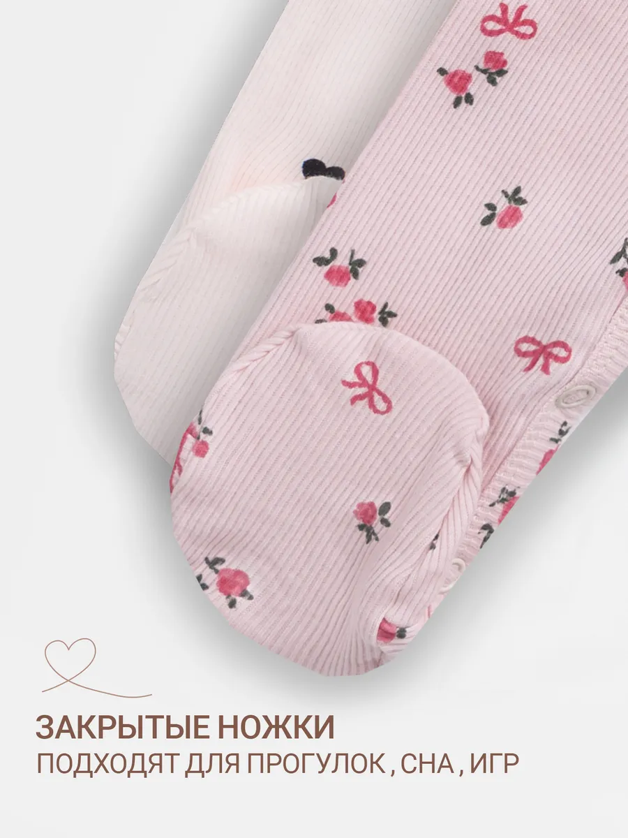 Комбинезон 2 шт Mark Formelle (Марк Формэль) 14007-2/сердца на св.розовом +цветочки на розовом - фото 8