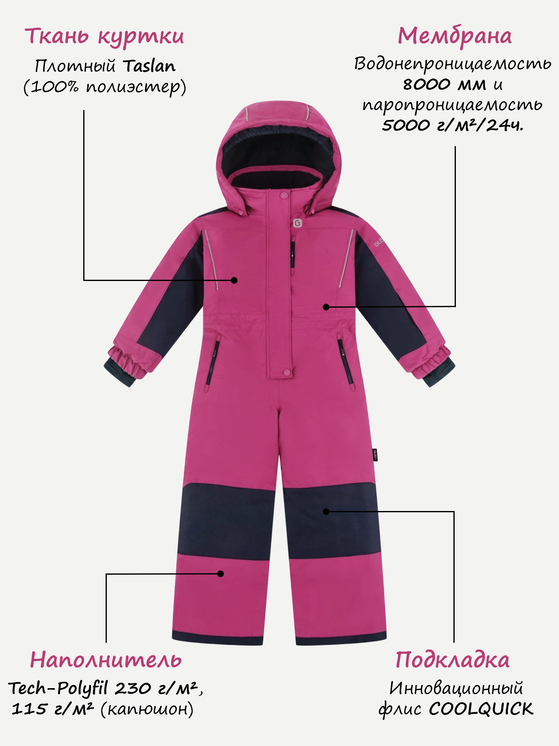 Комбинезон GUSTI GW4UZ290-MAGENTA - фото 8