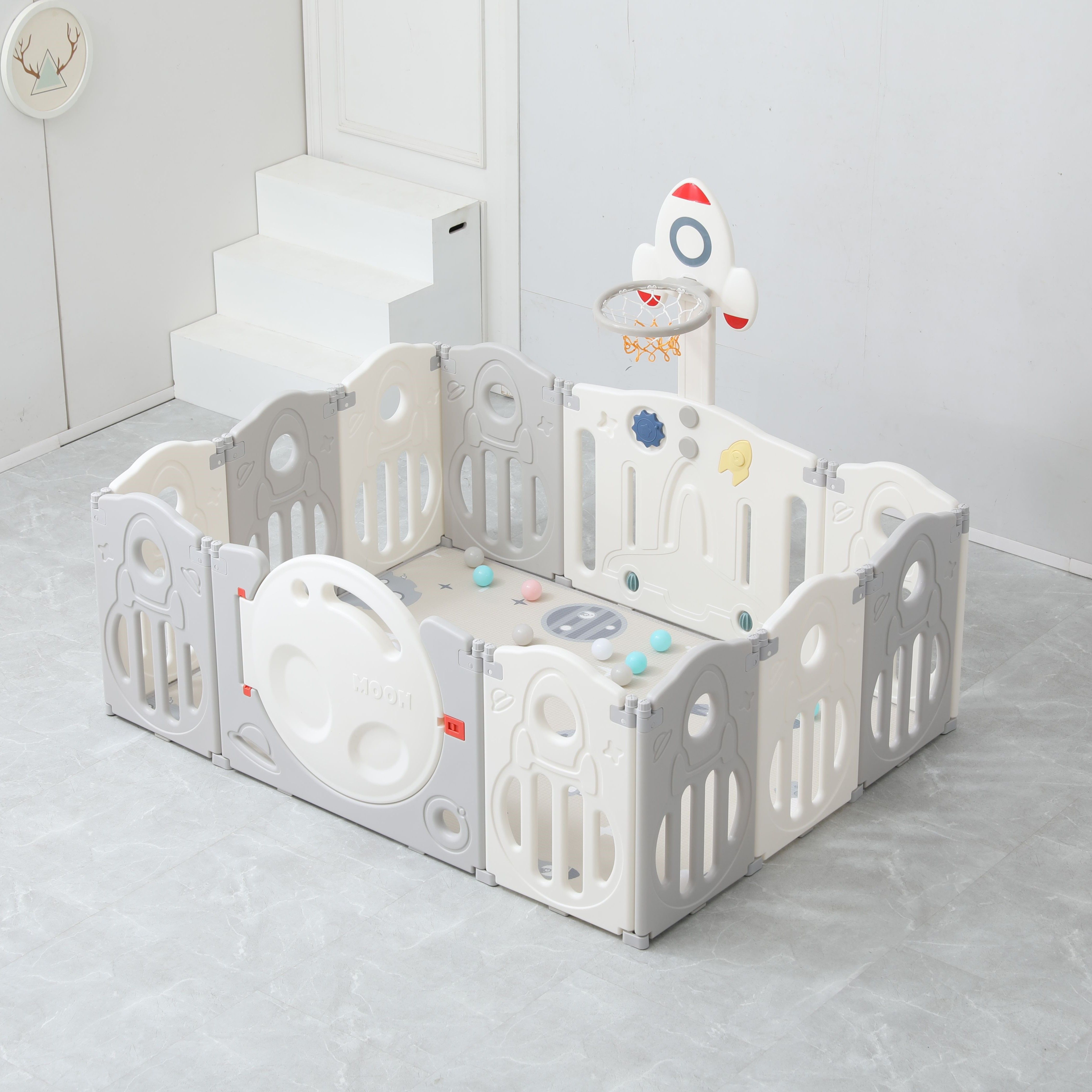 Манеж UNIX Kids Supreme space 160x160 cm grey PPSUSP12GRY - фото 2