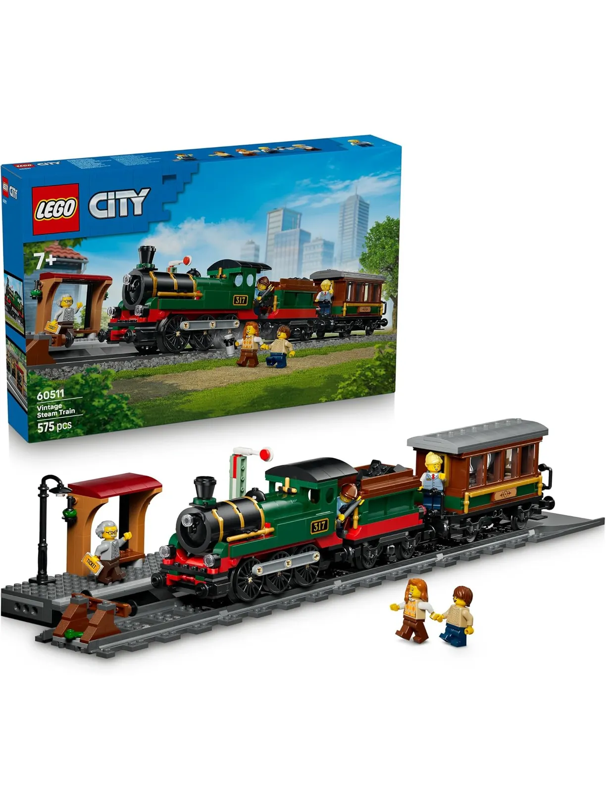 Конструктор LEGO City паровоз со станцией 575 дет. - фото 1