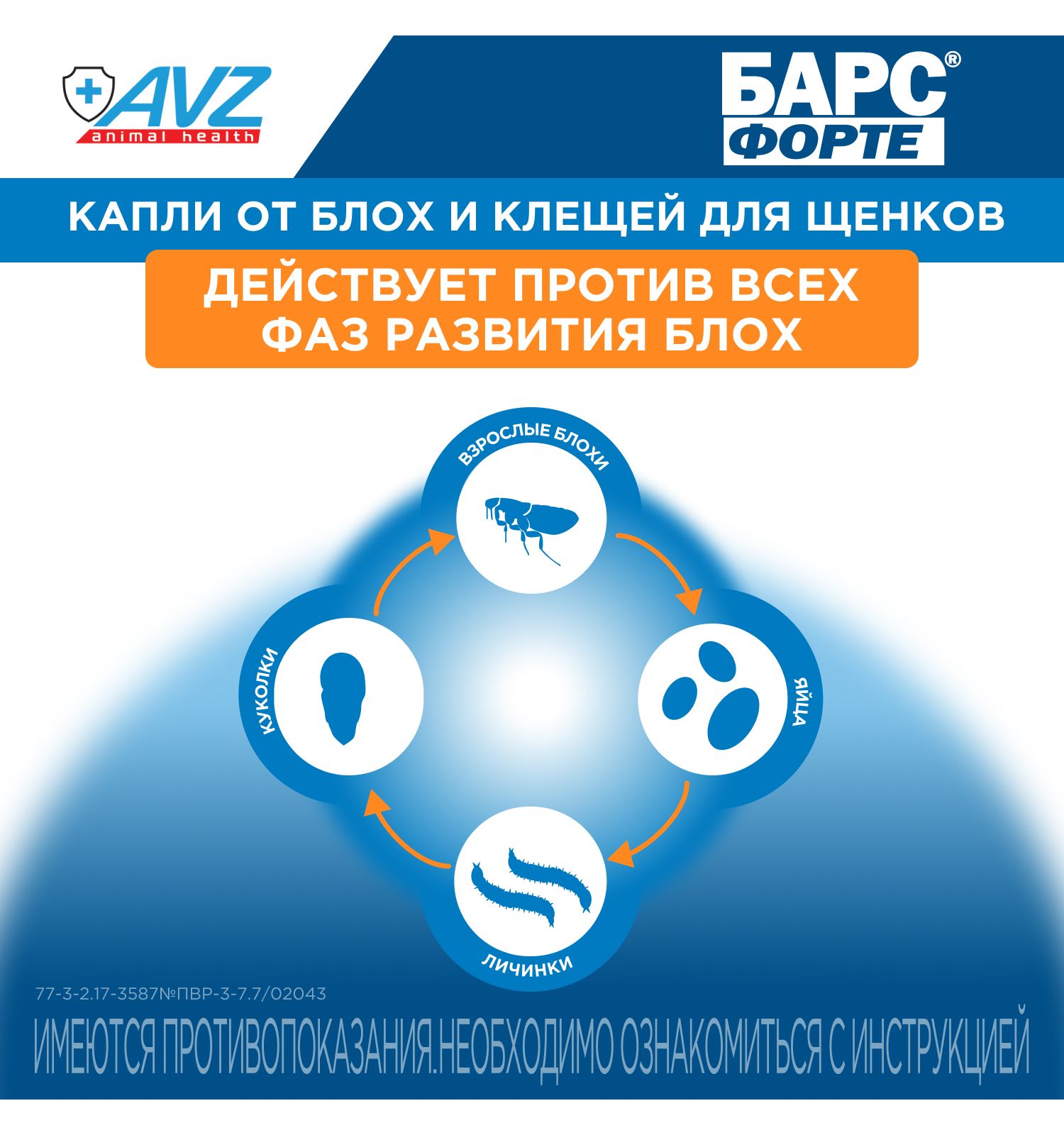 Капли инсектоакарицидные для щенков АВЗ Барс Форте 4пипетки - фото 4