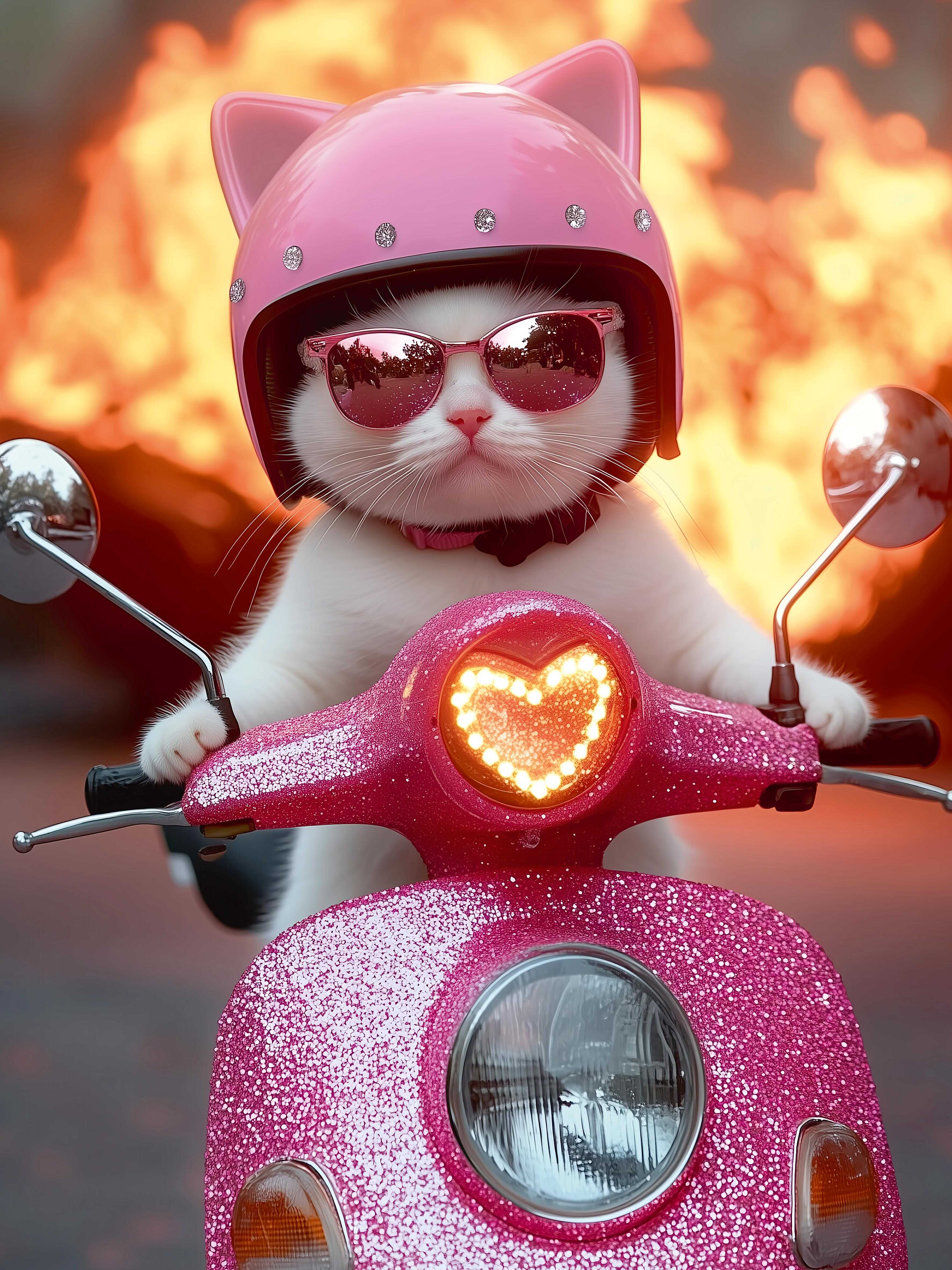 Алмазная мозаика Феникс + Кот на мопеде - фото 2