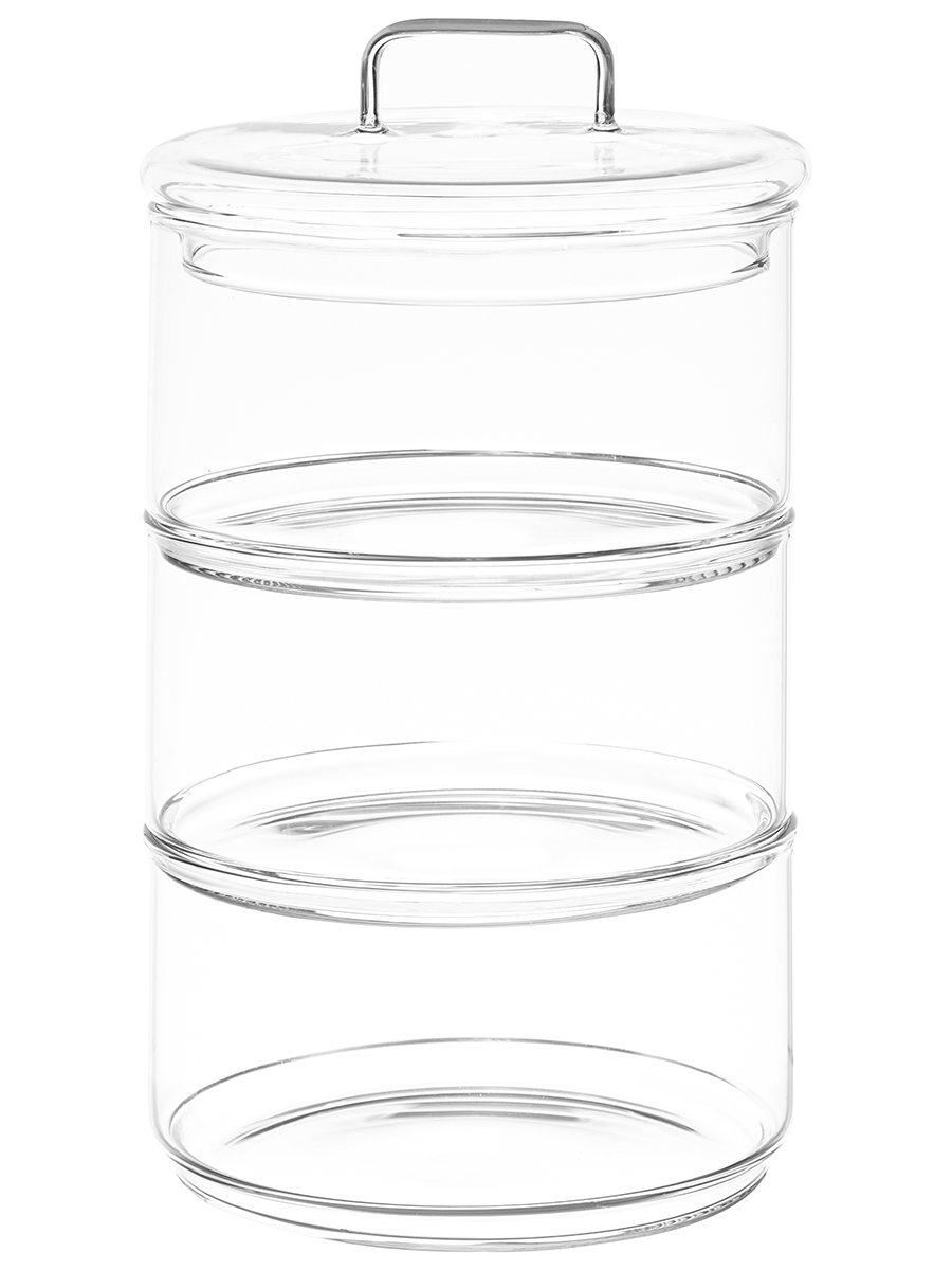 Банка для хранения Elan Gallery 3-х секционная 400 мл 11.5х11.5х20 см Crystal glass. стеклянная со стеклянной крышкой - фото 6