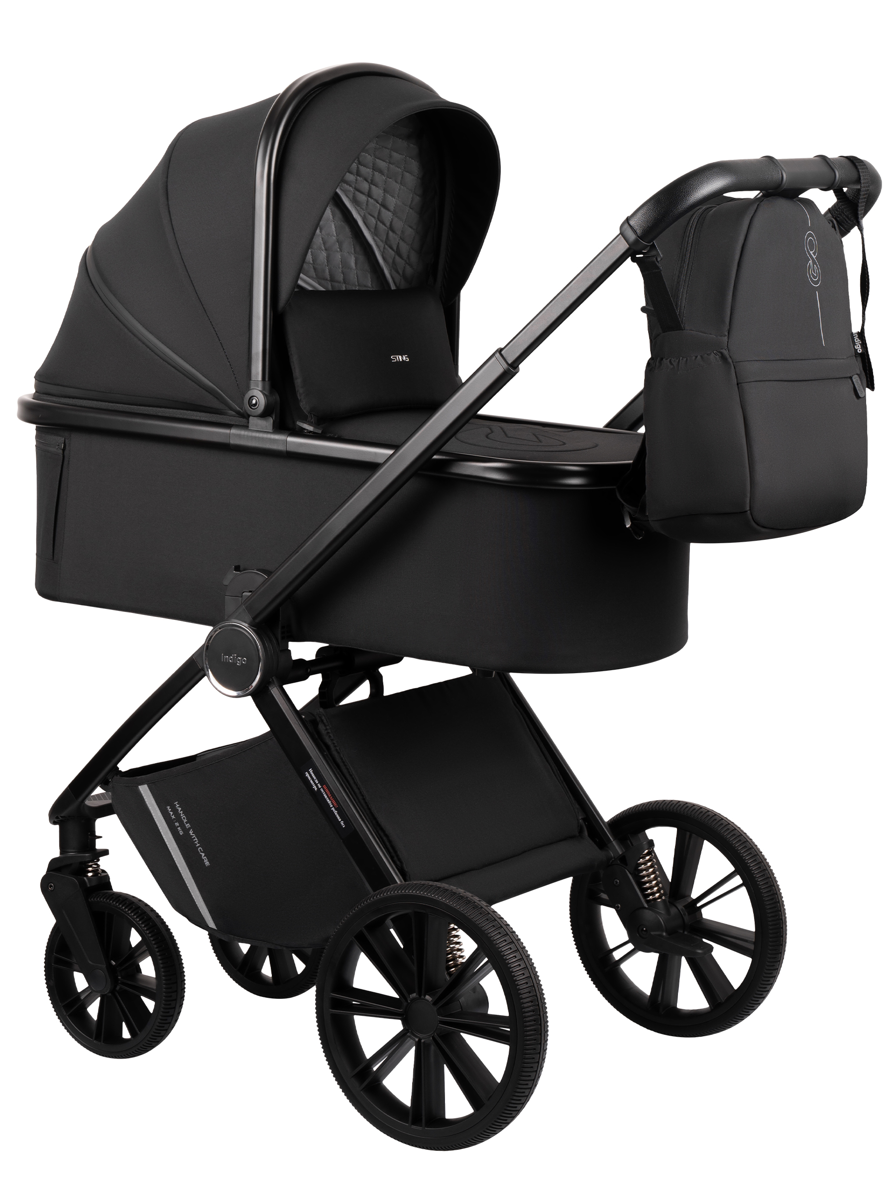 Коляска 2в1 Indigo Sting черный - фото 1